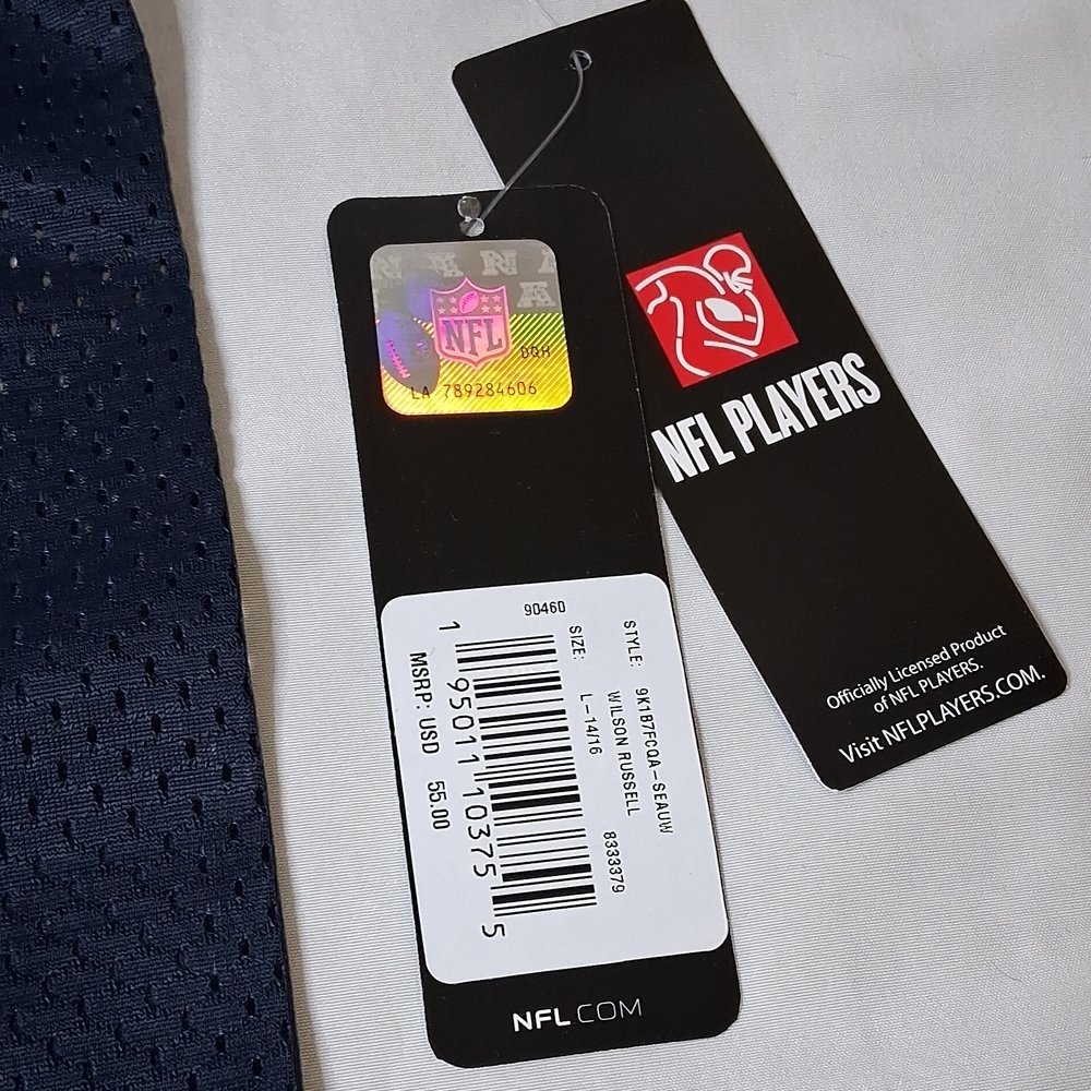 Seattle Seahawks Russell Wilson #3 Navy Short Sleeve Jersey - Picture 5 of 5